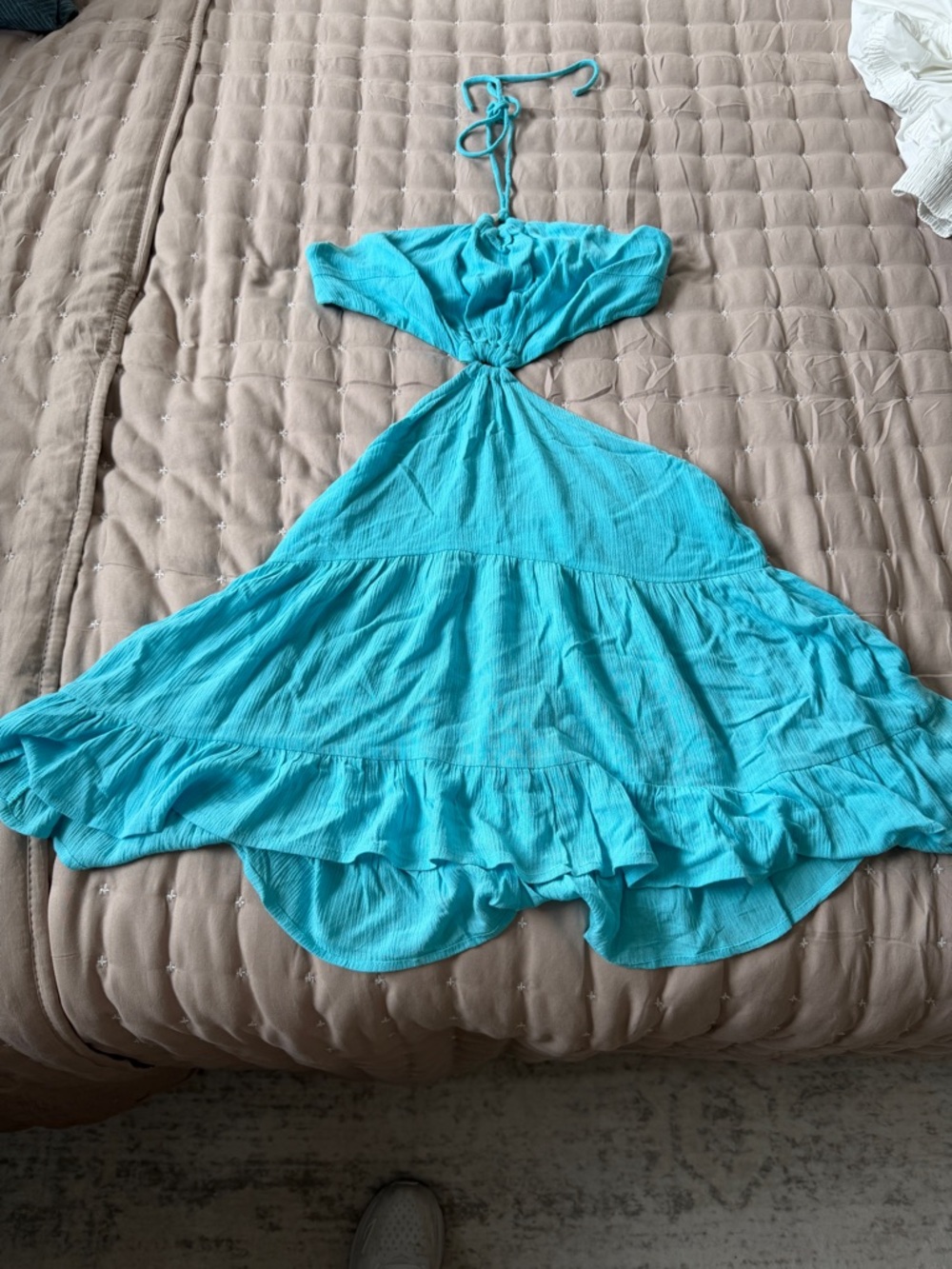 Lovers + Friends aqua Halter mini  Dress